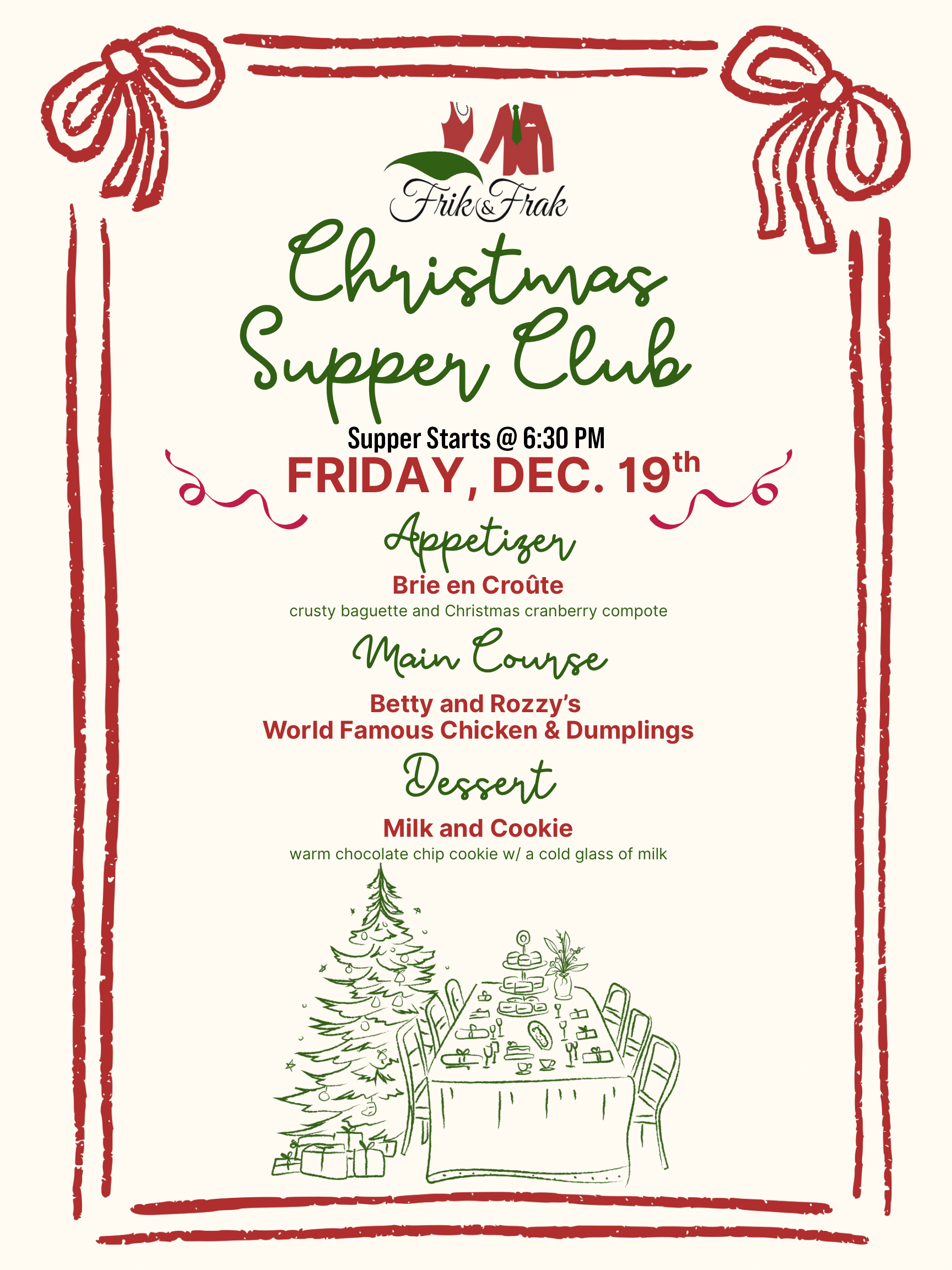 CHRISTMAS CHICKEN AND DUMPLINGS SUPPER CLUB - December 19 2025